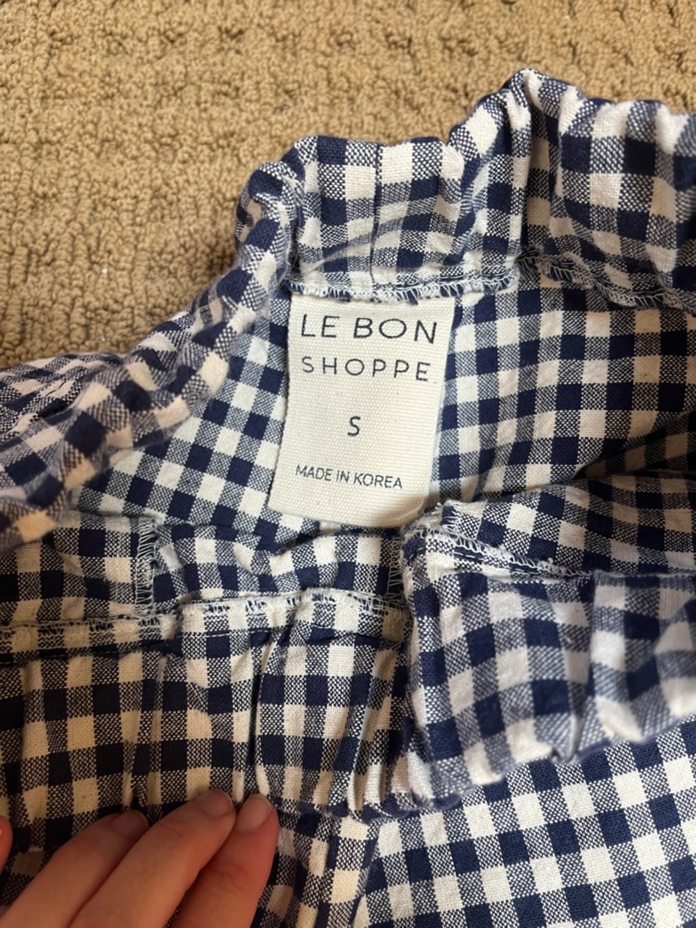 Le Bon Shoppe Arc Pants in Navy & White Gingham - S - Picture 5 of 6
